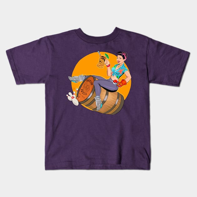 Barrel Girl Kids T-Shirt by thomsolo